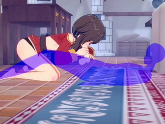 JAV Megumin Blowjob and Cum in Her Mouth - Exclusive Japanese Anime Porn