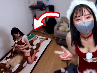 JAV Enchantress Dressed as Santa Requests Nakadashi Cowgirl Sex and Training with a Collar